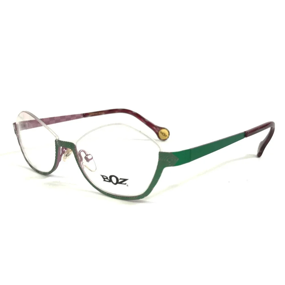 BOZ Eyeglasses Frames WORLD 4082 Green Pink Cat Eye Half Rim 52-17-140